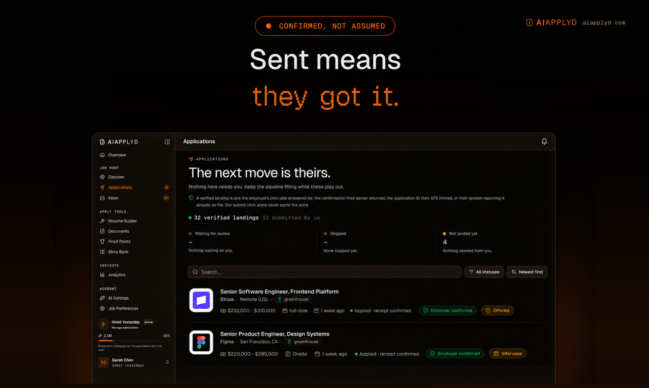 Screenshot of AI Applyd - showing app interface and features