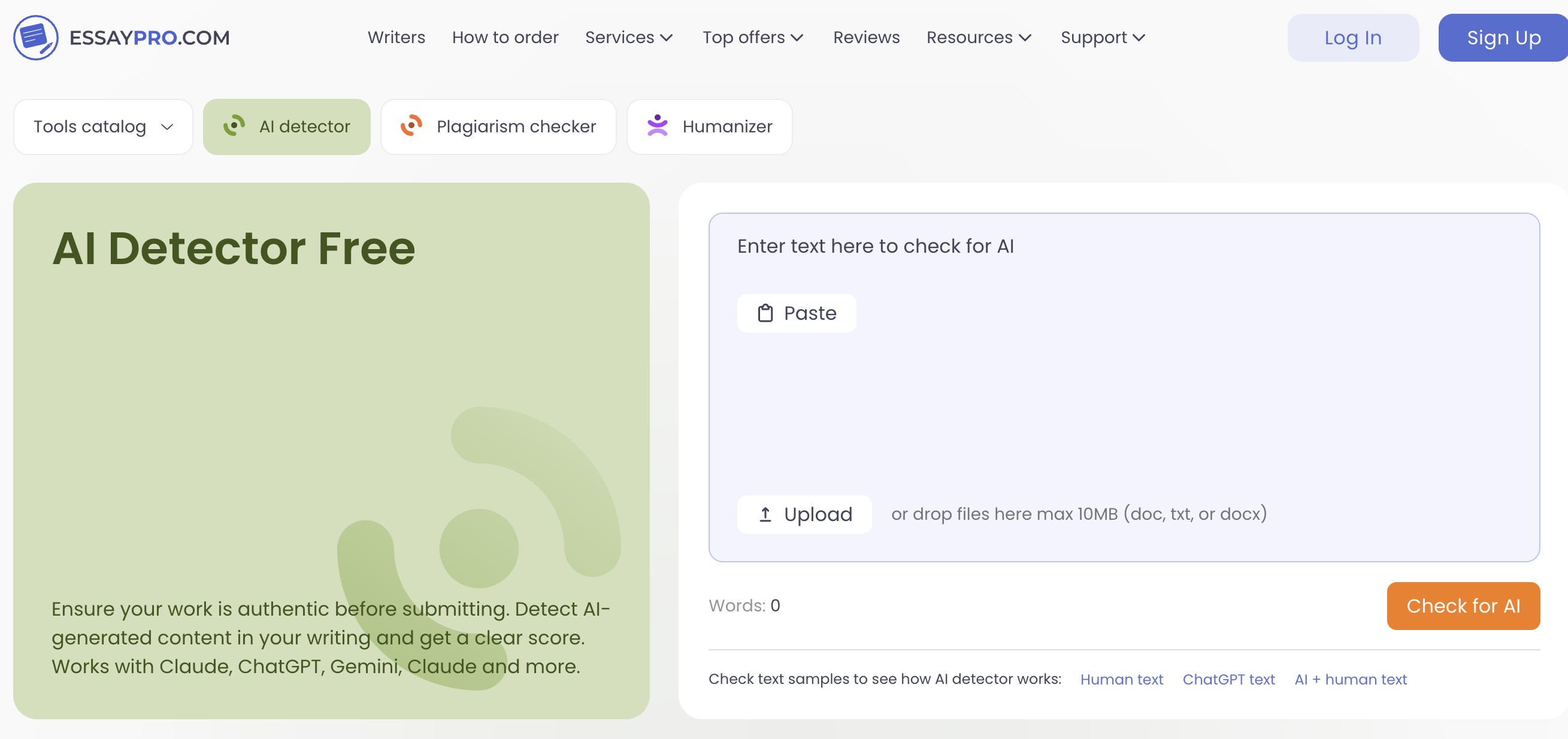 Screenshot of AI Detector Free - showing app interface and features