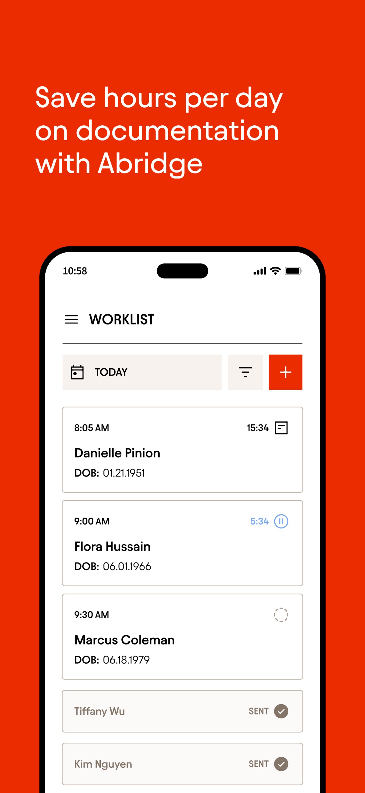 Screenshot of Abridge - showing app interface and features