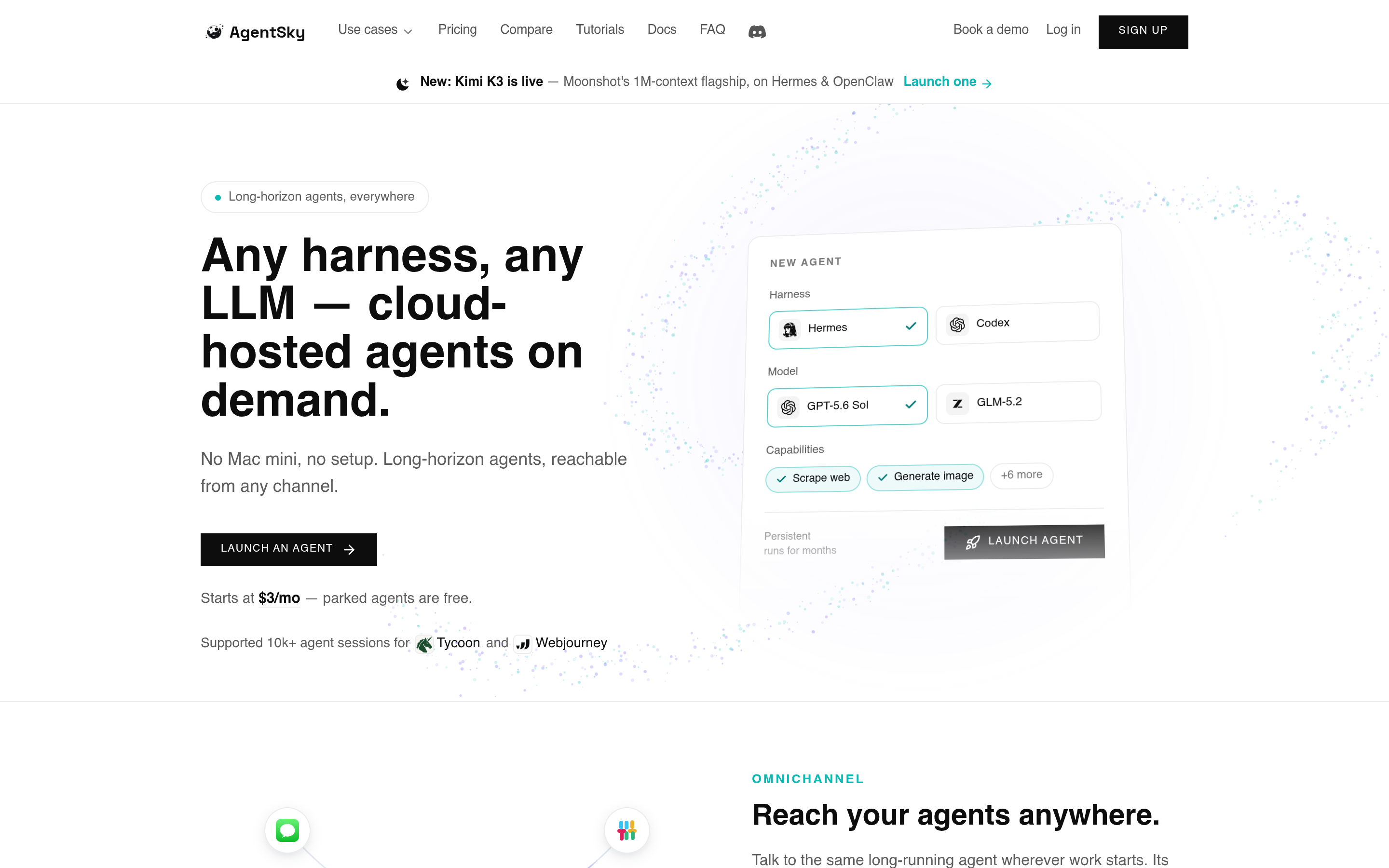 Screenshot of AgentSky - showing app interface and features