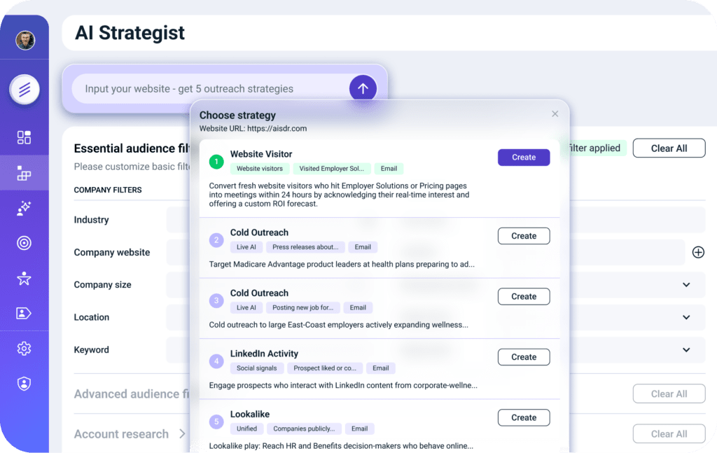 Screenshot of AiSDR - showing app interface and features