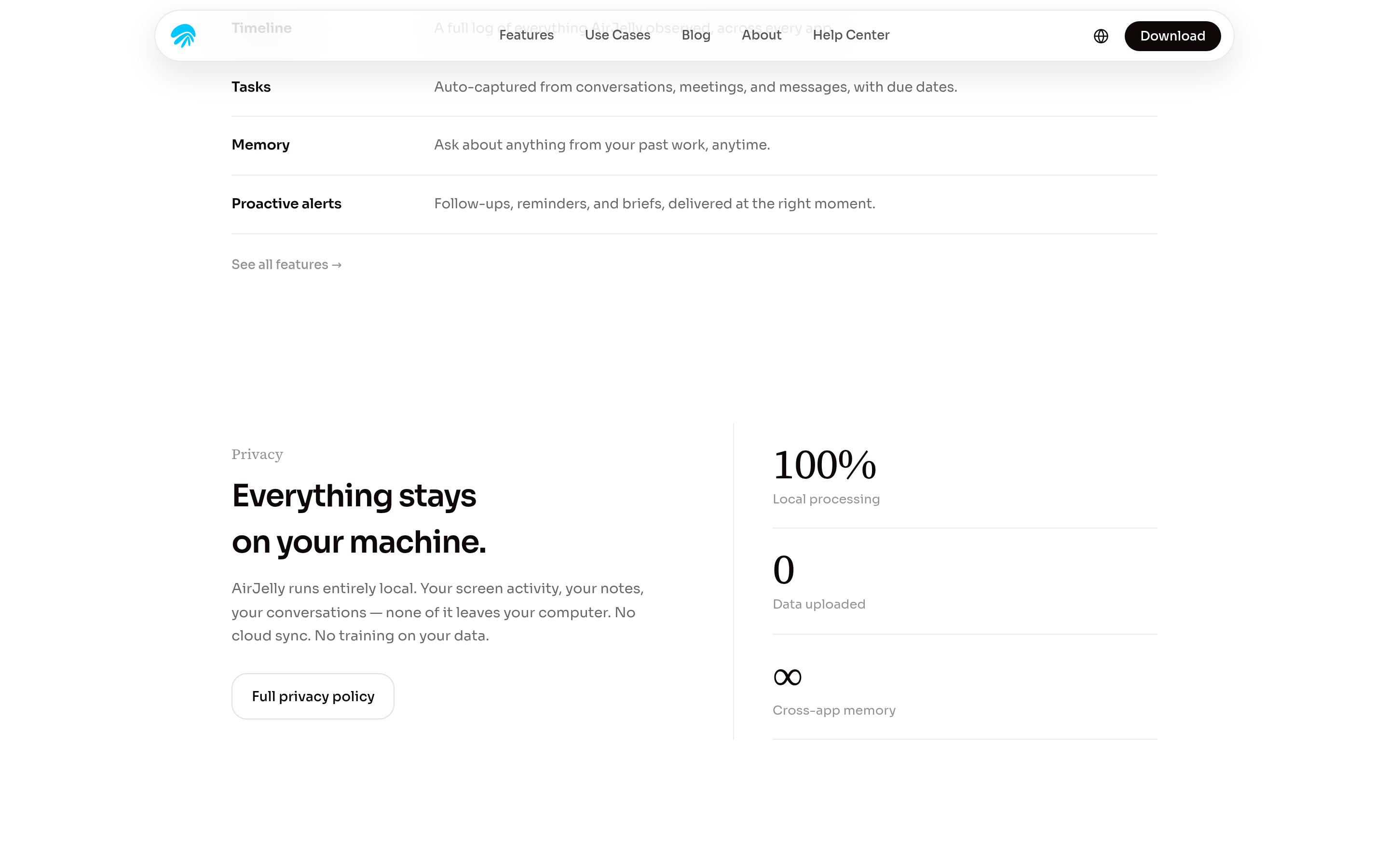 Screenshot of AirJelly - showing app interface and features