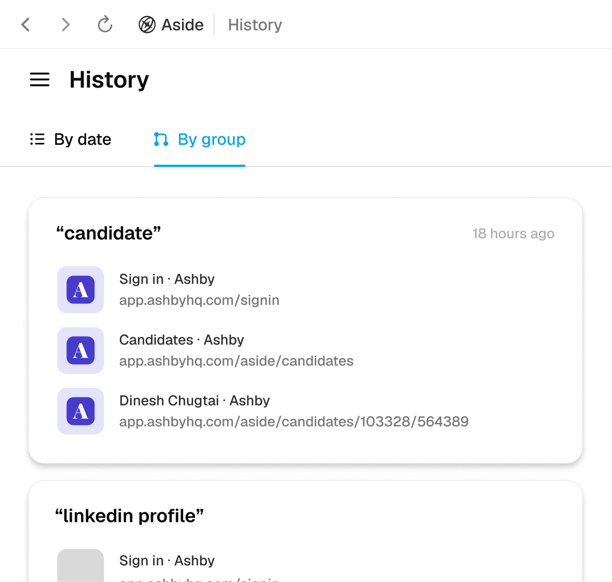 Screenshot of Aside - showing app interface and features