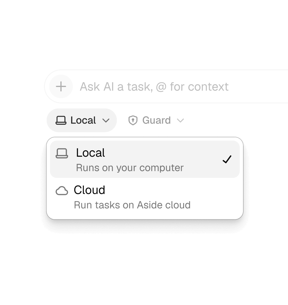 Screenshot of Aside - showing app interface and features