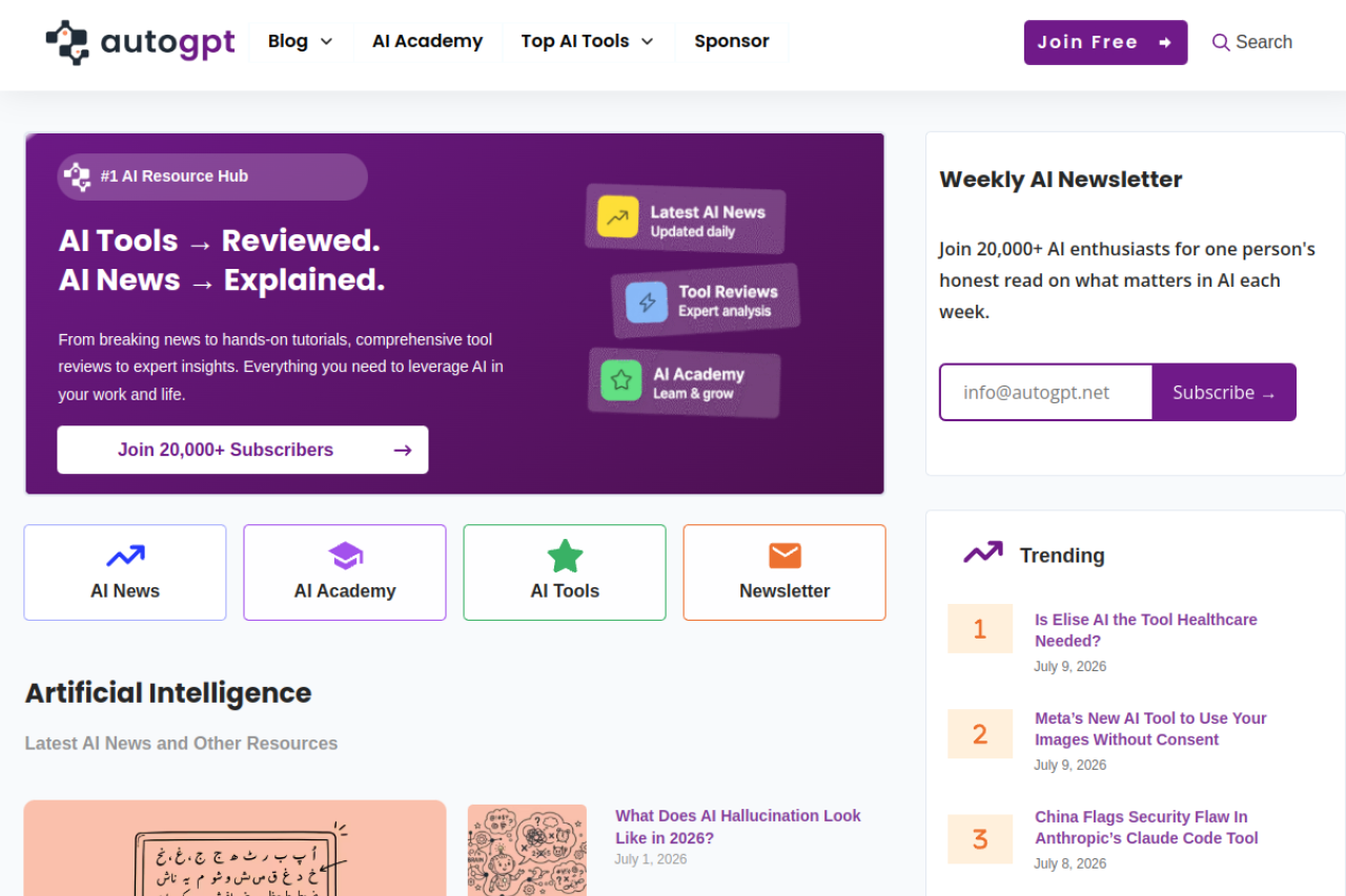 Screenshot of AutoGPT - showing app interface and features