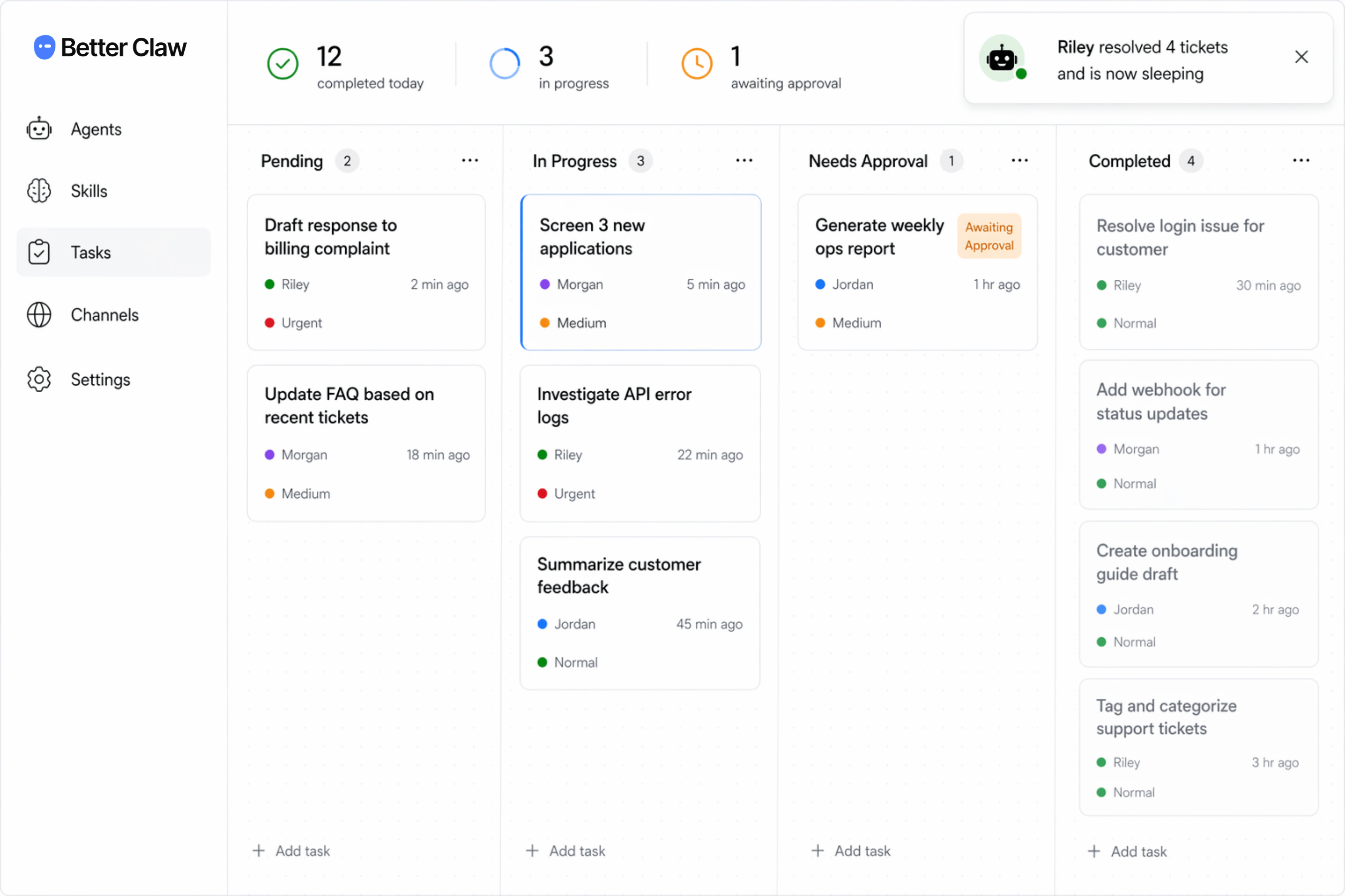 Screenshot of BetterClaw - showing app interface and features
