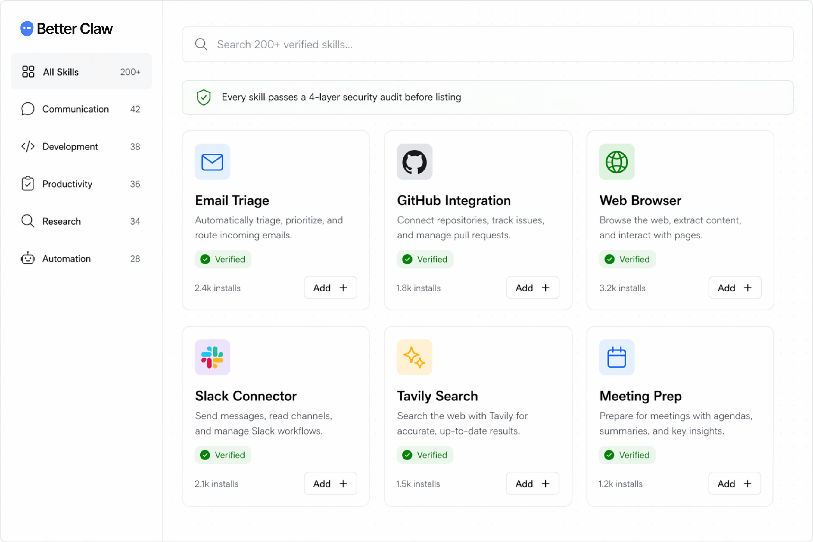 Screenshot of BetterClaw - showing app interface and features