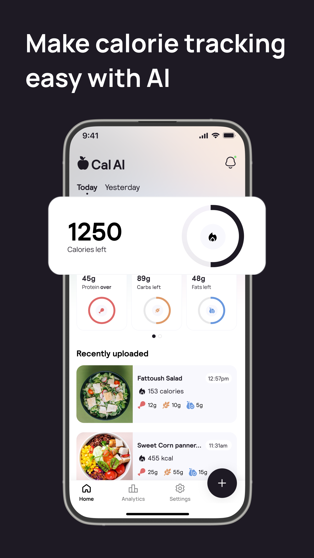 Screenshot of Cal AI - showing app interface and features