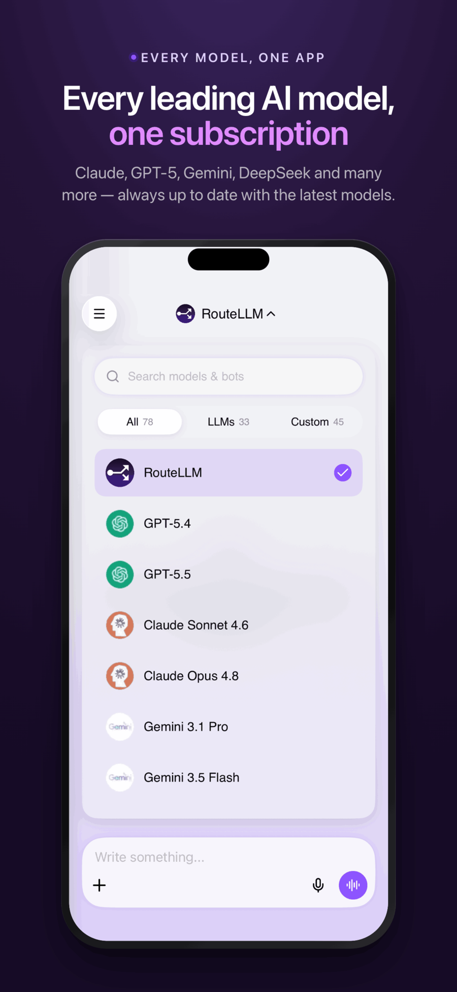 Screenshot of ChatLLM - showing app interface and features