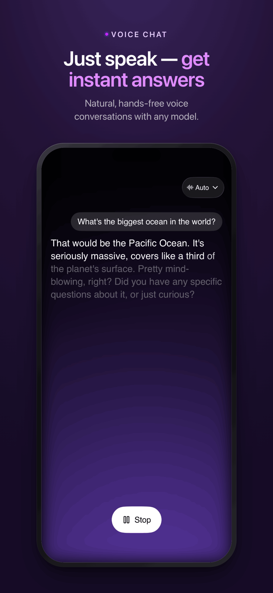 Screenshot of ChatLLM - showing app interface and features