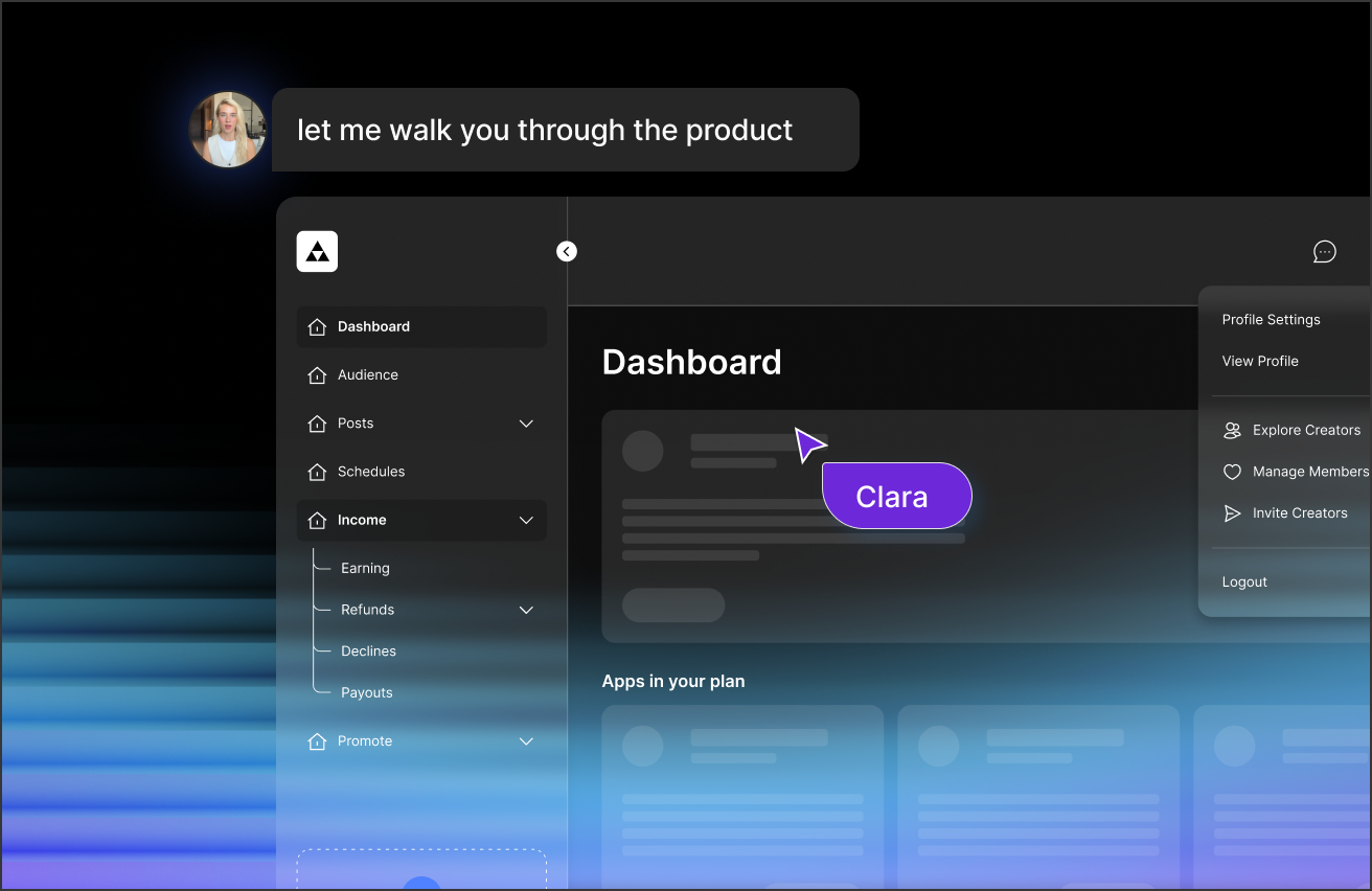 Screenshot of Clara - showing app interface and features