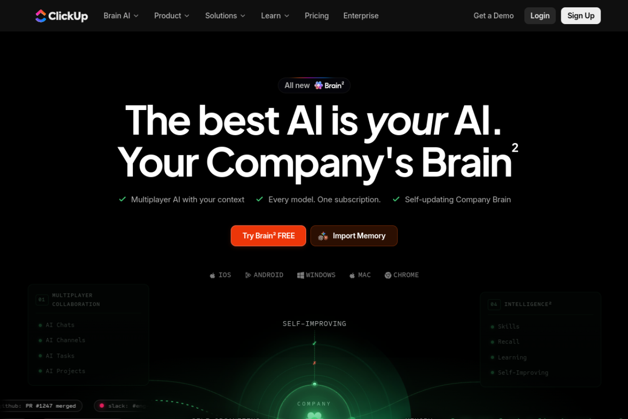 Screenshot of ClickUp AI - showing app interface and features