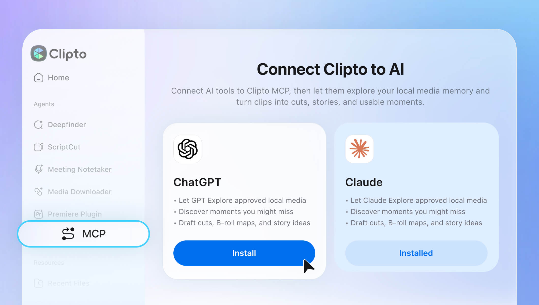 Screenshot of Clipto - showing app interface and features