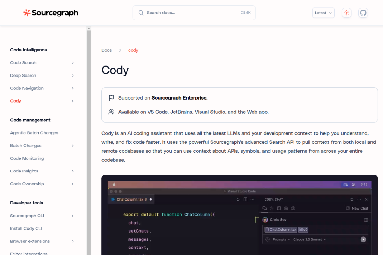 Screenshot of Cody - showing app interface and features