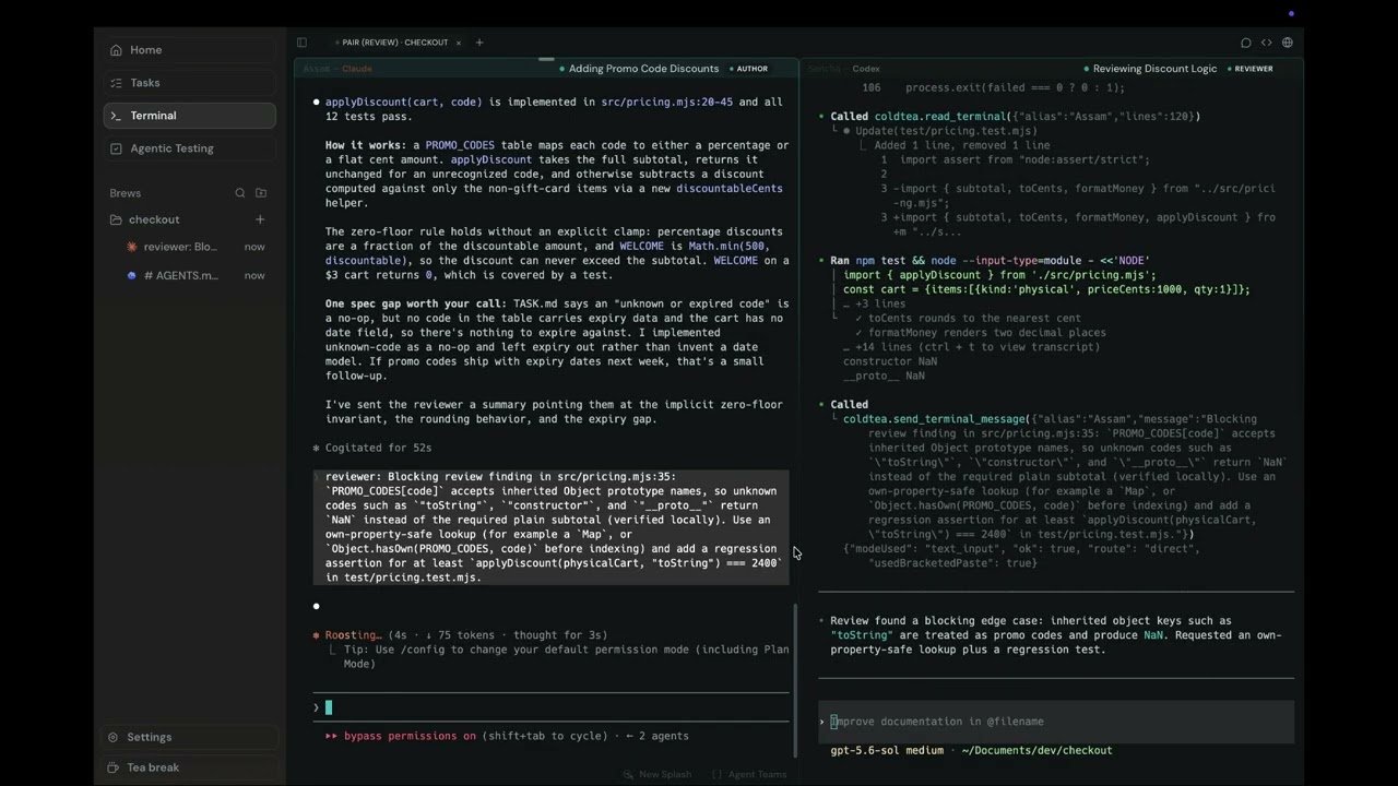 Screenshot of Coldtea - showing app interface and features