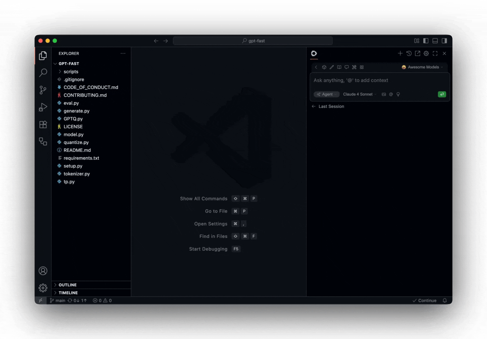 Screenshot of Continue.dev - showing app interface and features