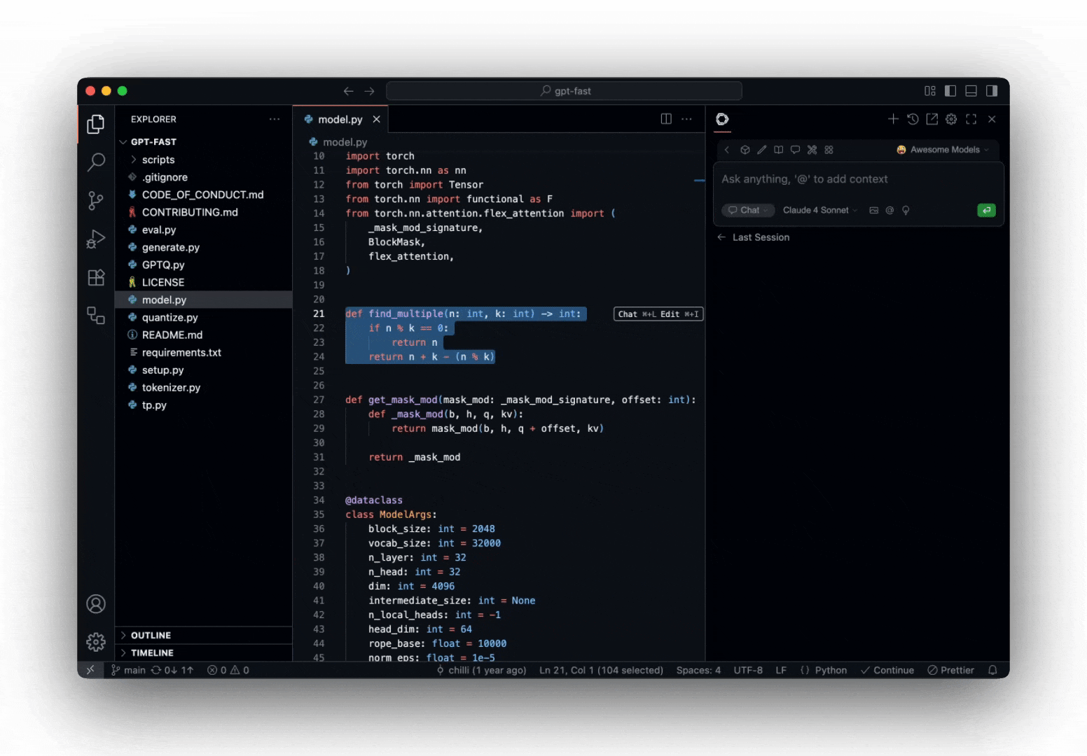 Screenshot of Continue.dev - showing app interface and features