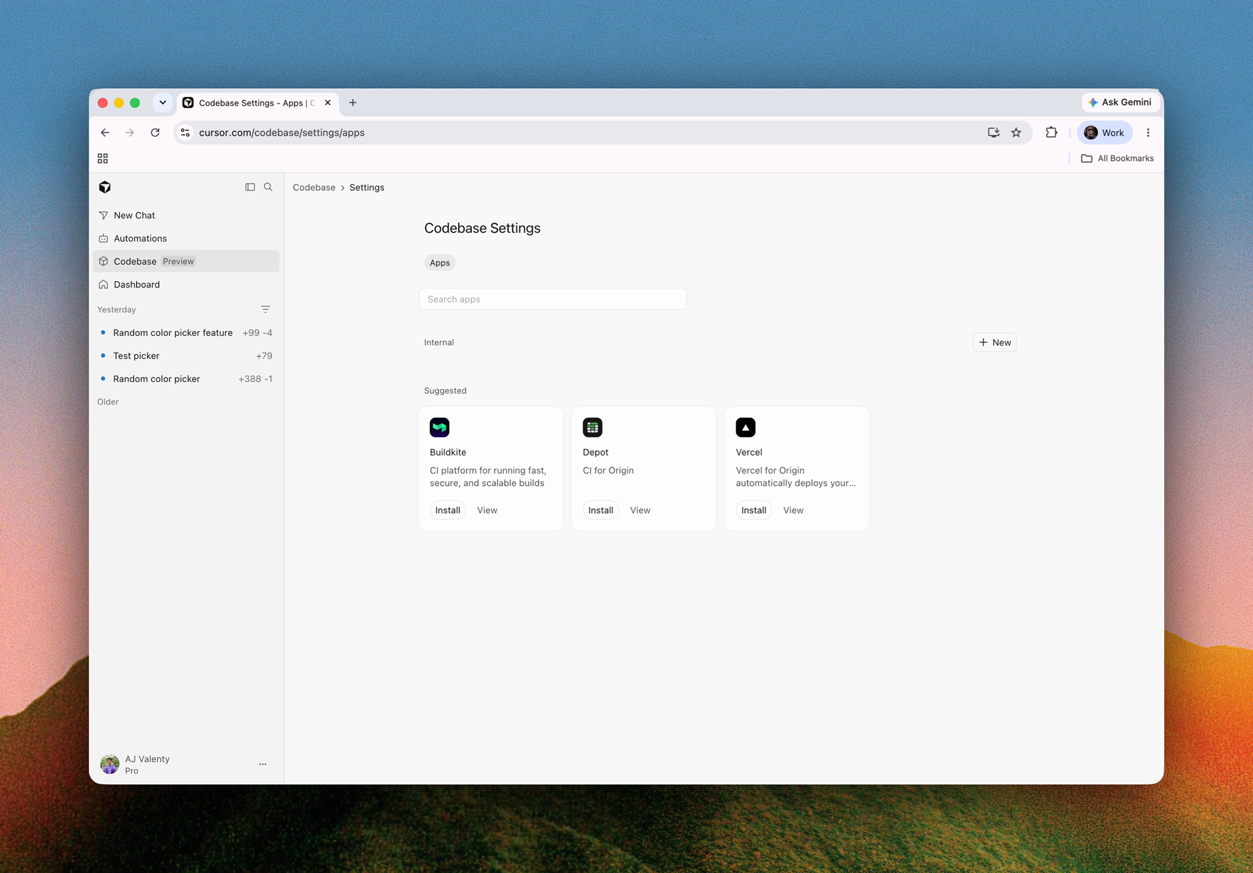 Screenshot of Cursor Origin - showing app interface and features