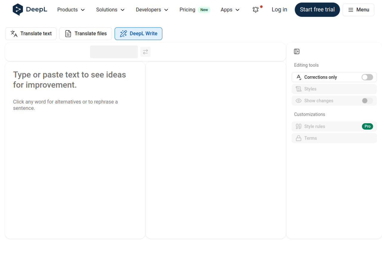 Screenshot of DeepL Write - showing app interface and features
