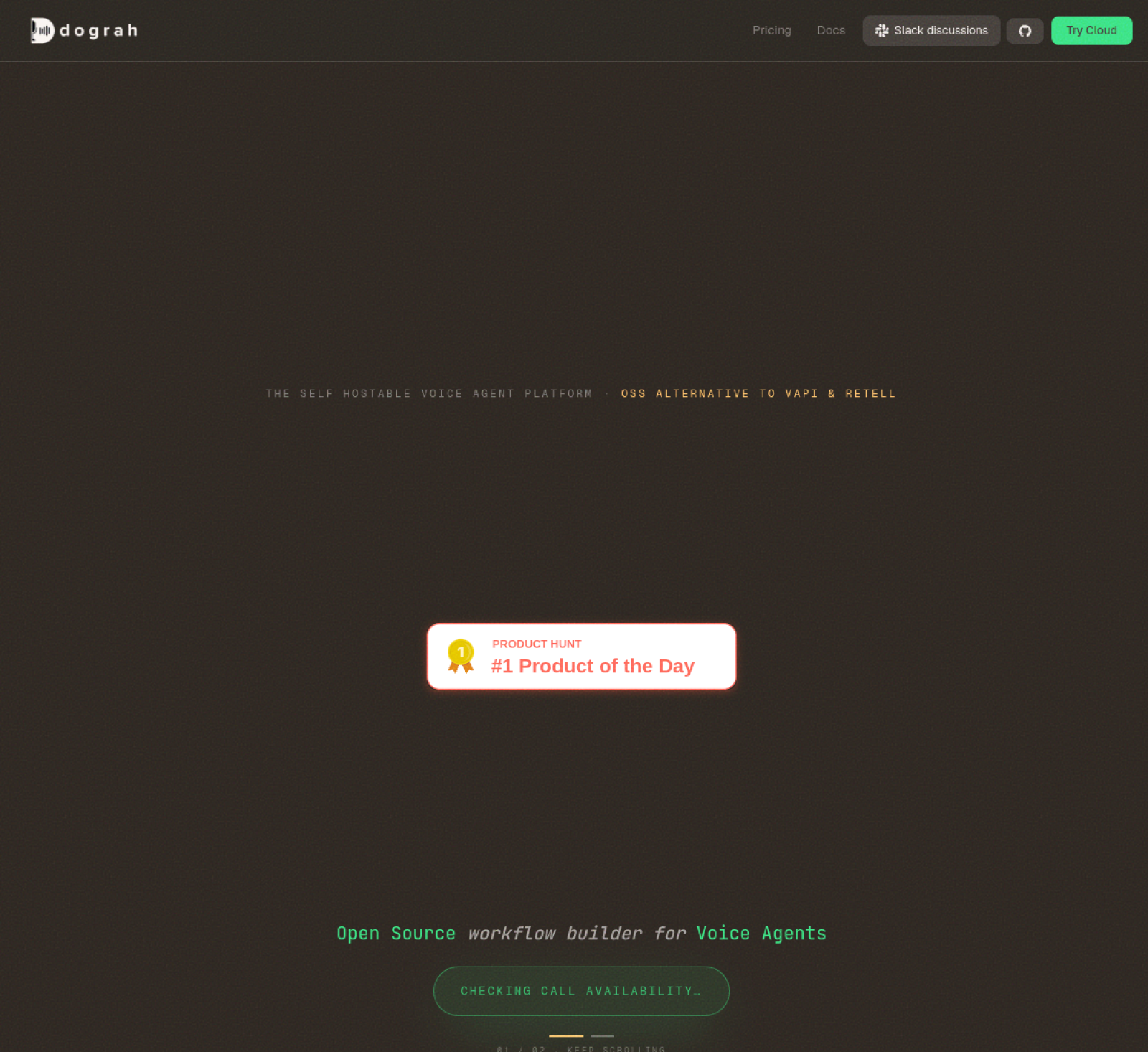 Screenshot of Dograh - showing app interface and features