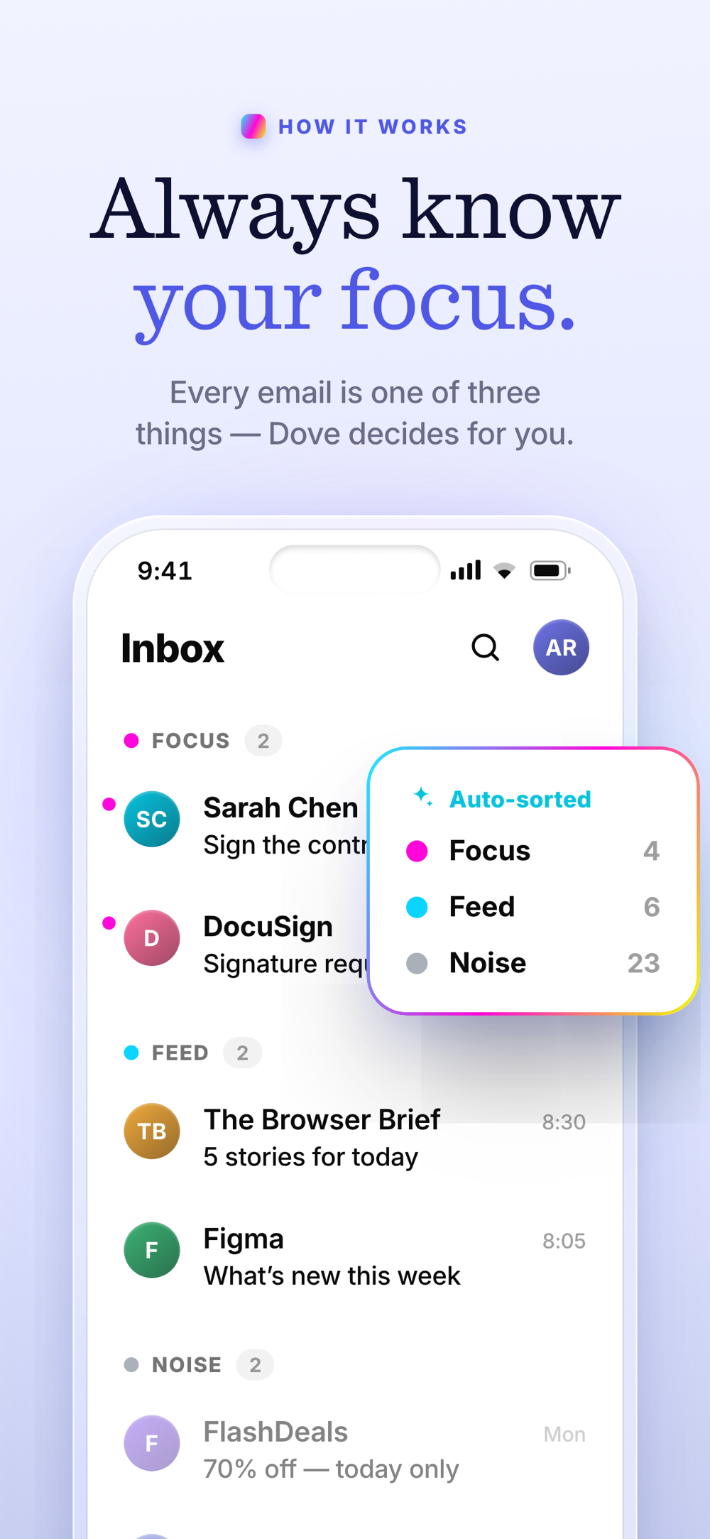 Screenshot of Dove - showing app interface and features