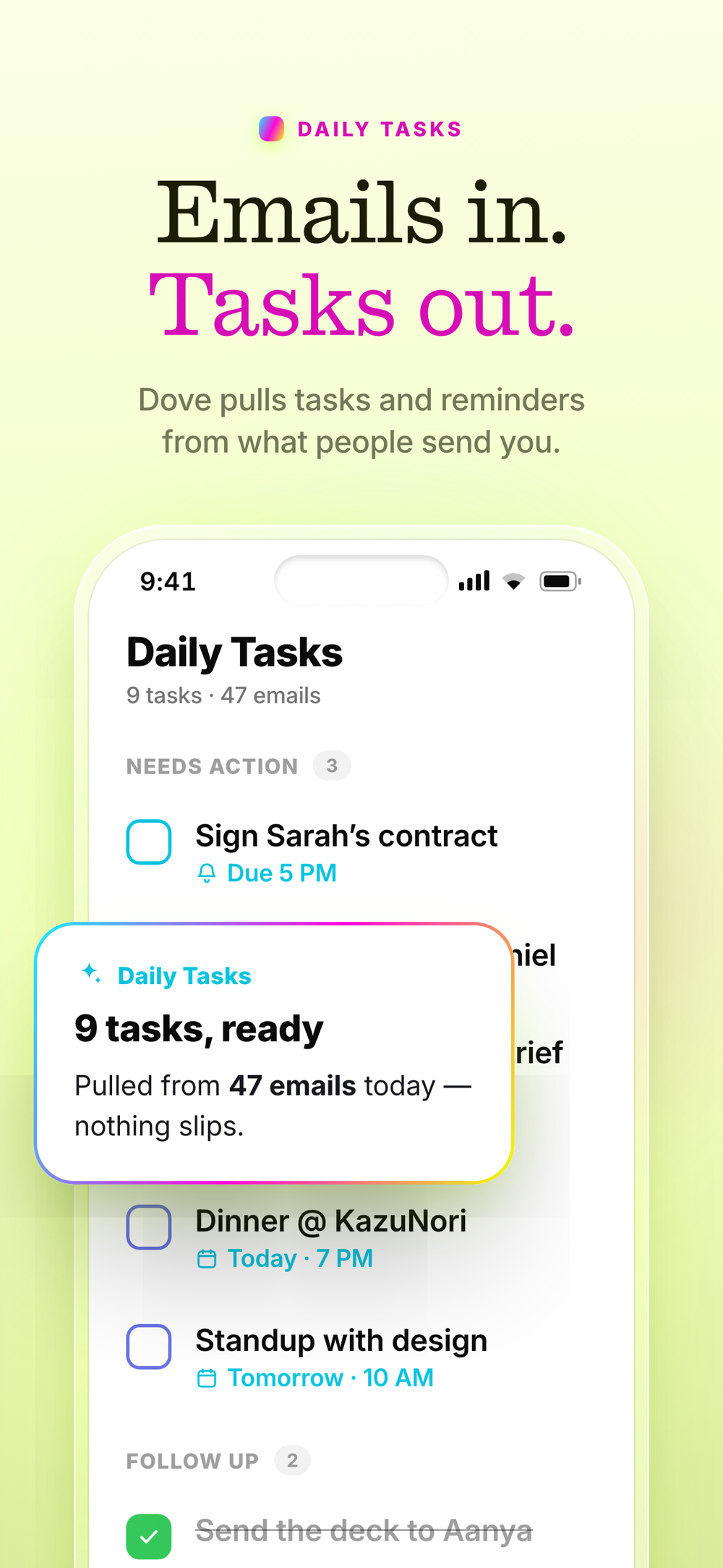 Screenshot of Dove - showing app interface and features
