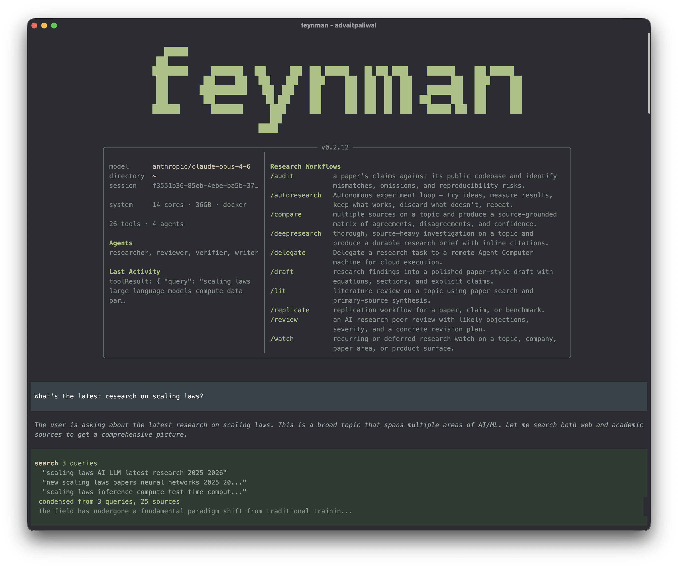 Screenshot of Feynman - showing app interface and features