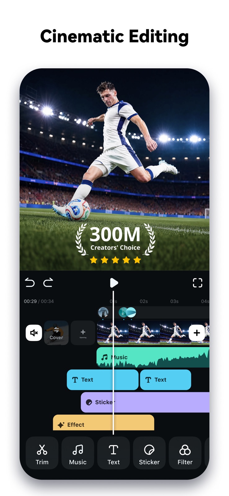Screenshot of Filmora - showing app interface and features