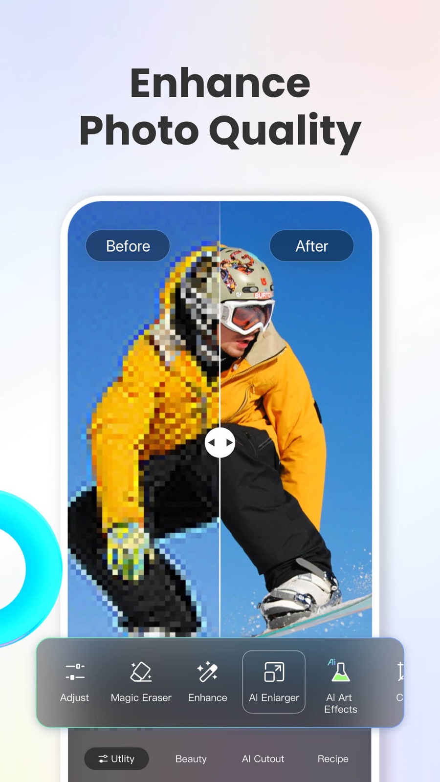 Screenshot of Fotor - showing app interface and features