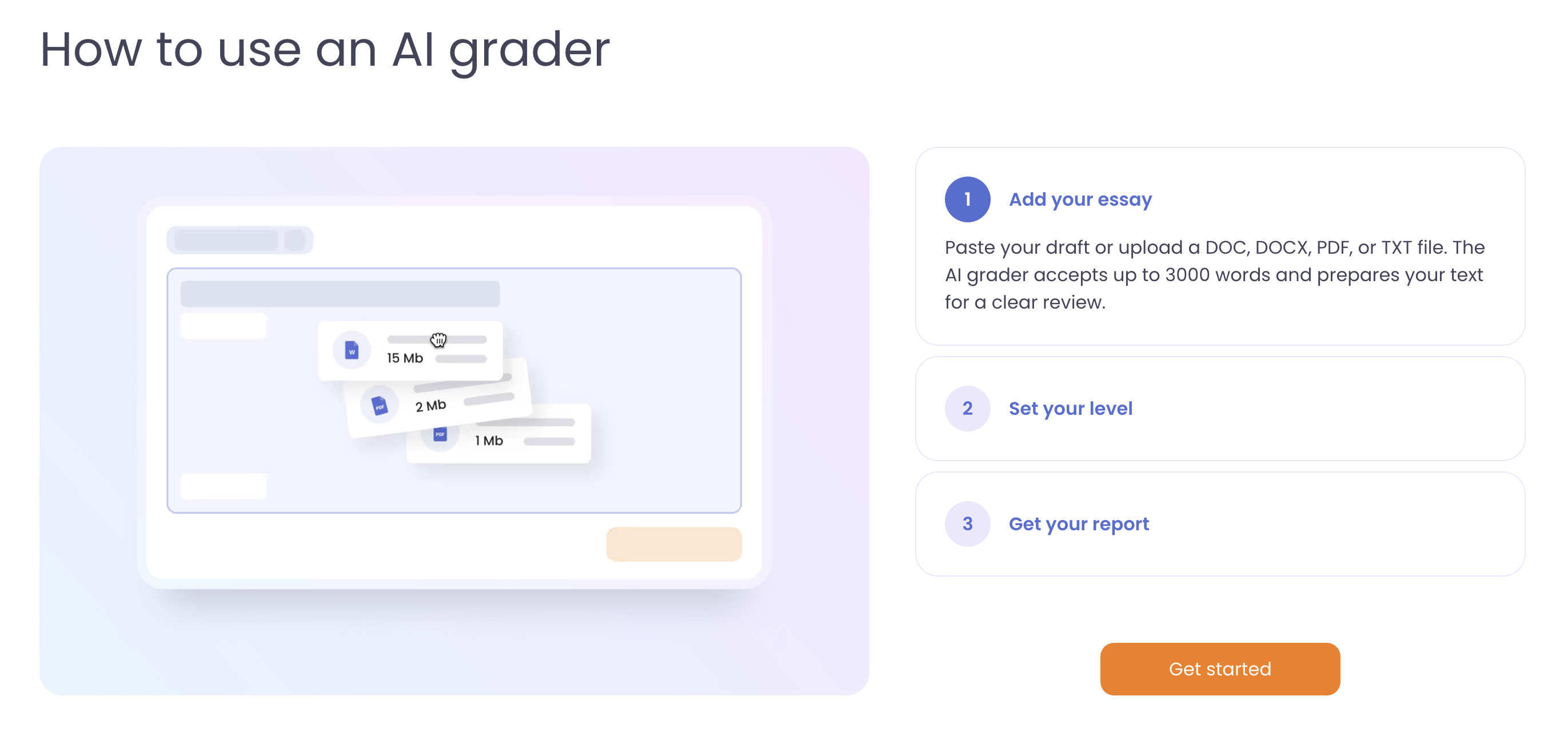 Screenshot of Free AI essay grader - showing app interface and features