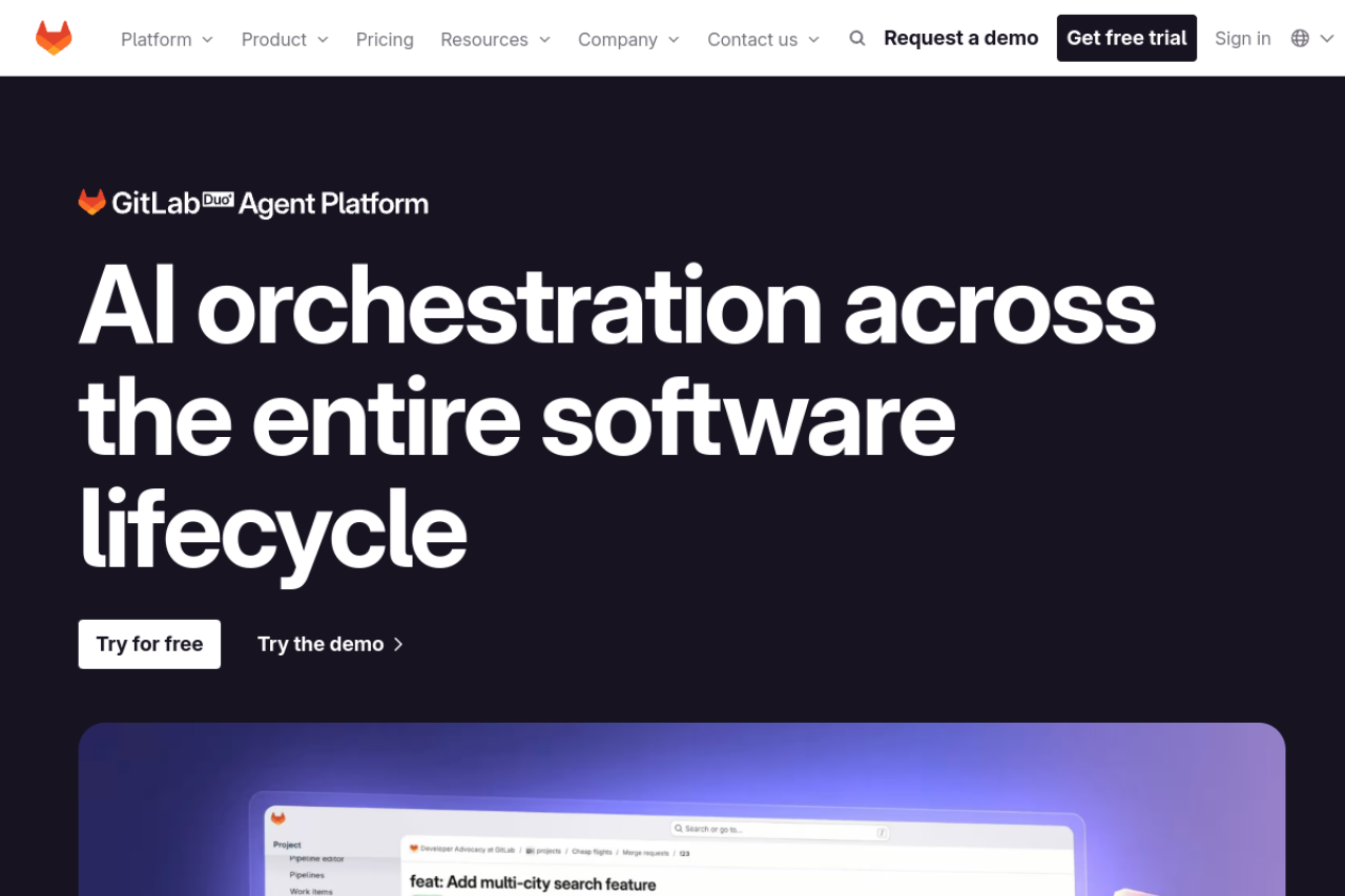 Screenshot of GitLab Duo - showing app interface and features