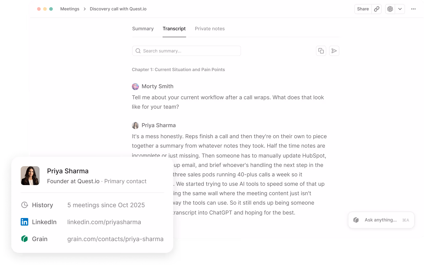 Screenshot of Grain - showing app interface and features
