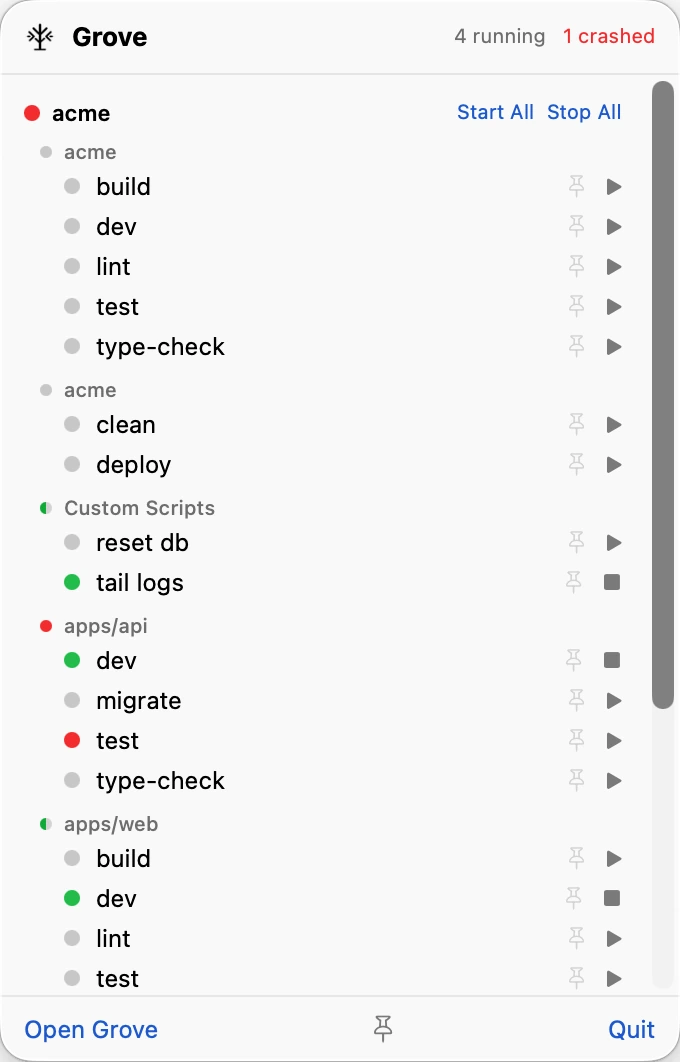 Screenshot of Grove - showing app interface and features
