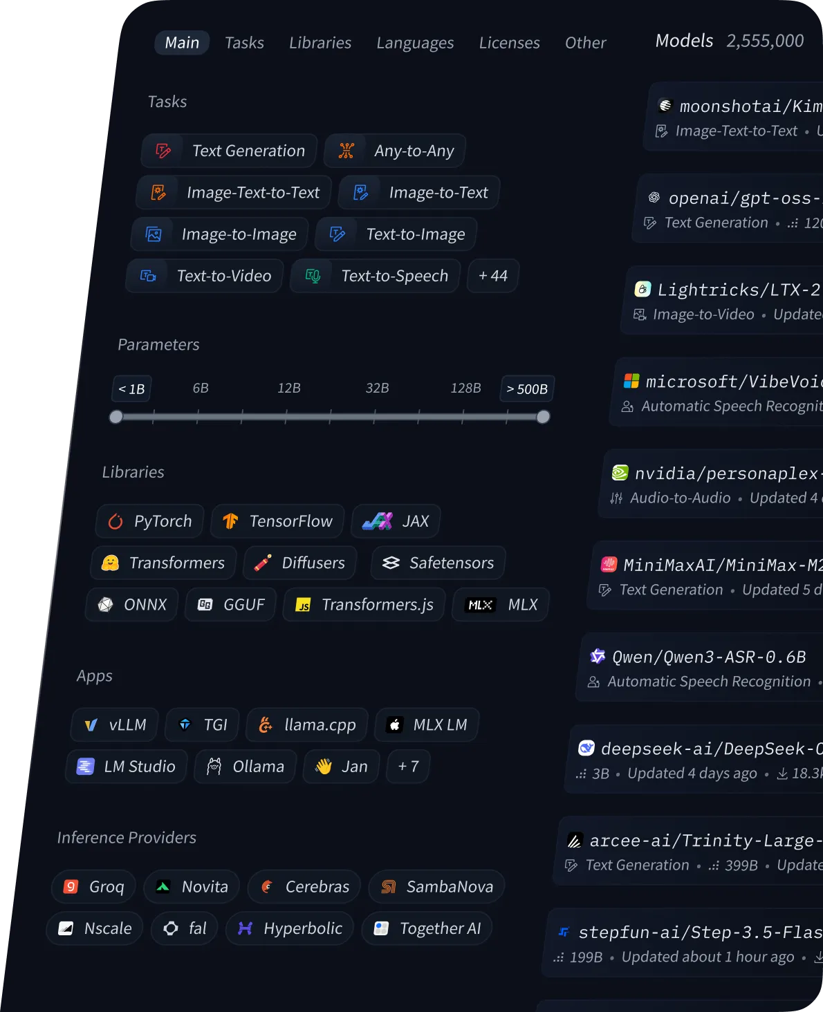 Screenshot of Hugging Face - showing app interface and features