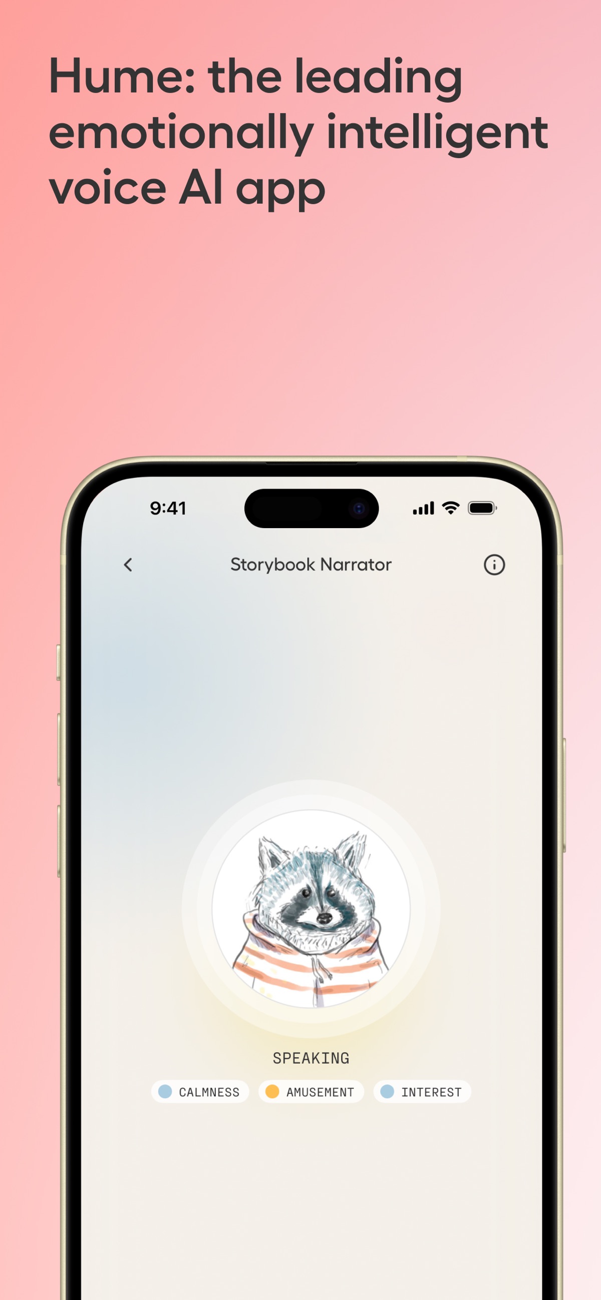 Screenshot of Hume AI - showing app interface and features