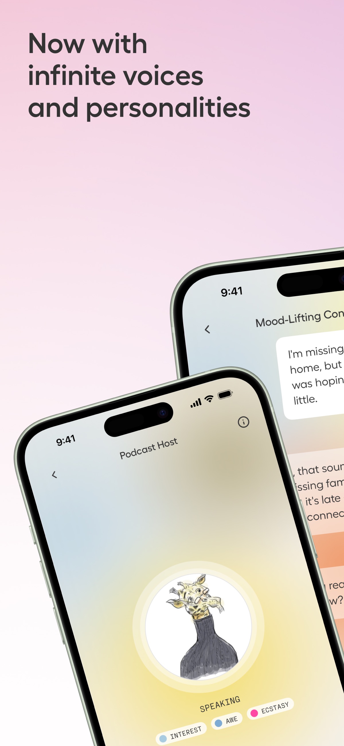 Screenshot of Hume AI - showing app interface and features