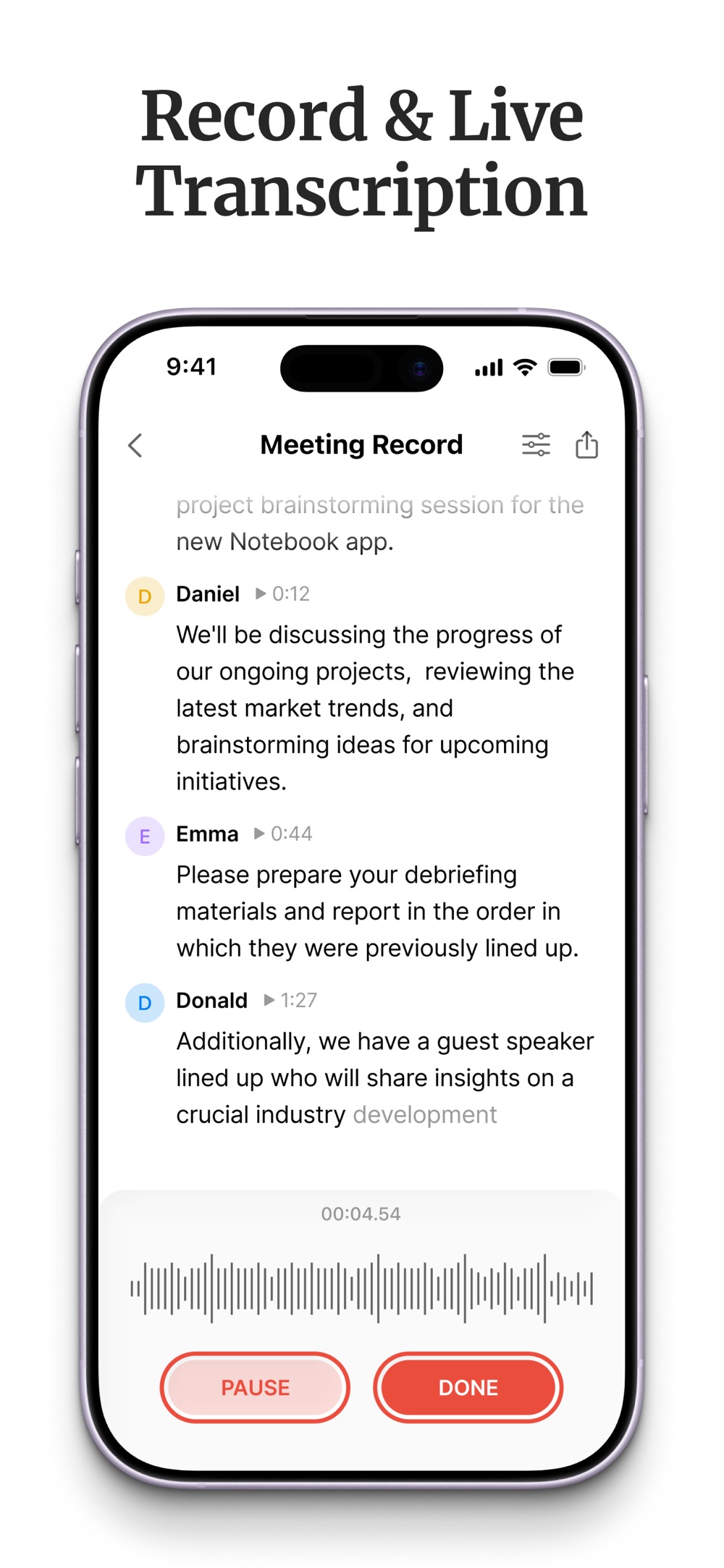 Screenshot of HyNote - showing app interface and features
