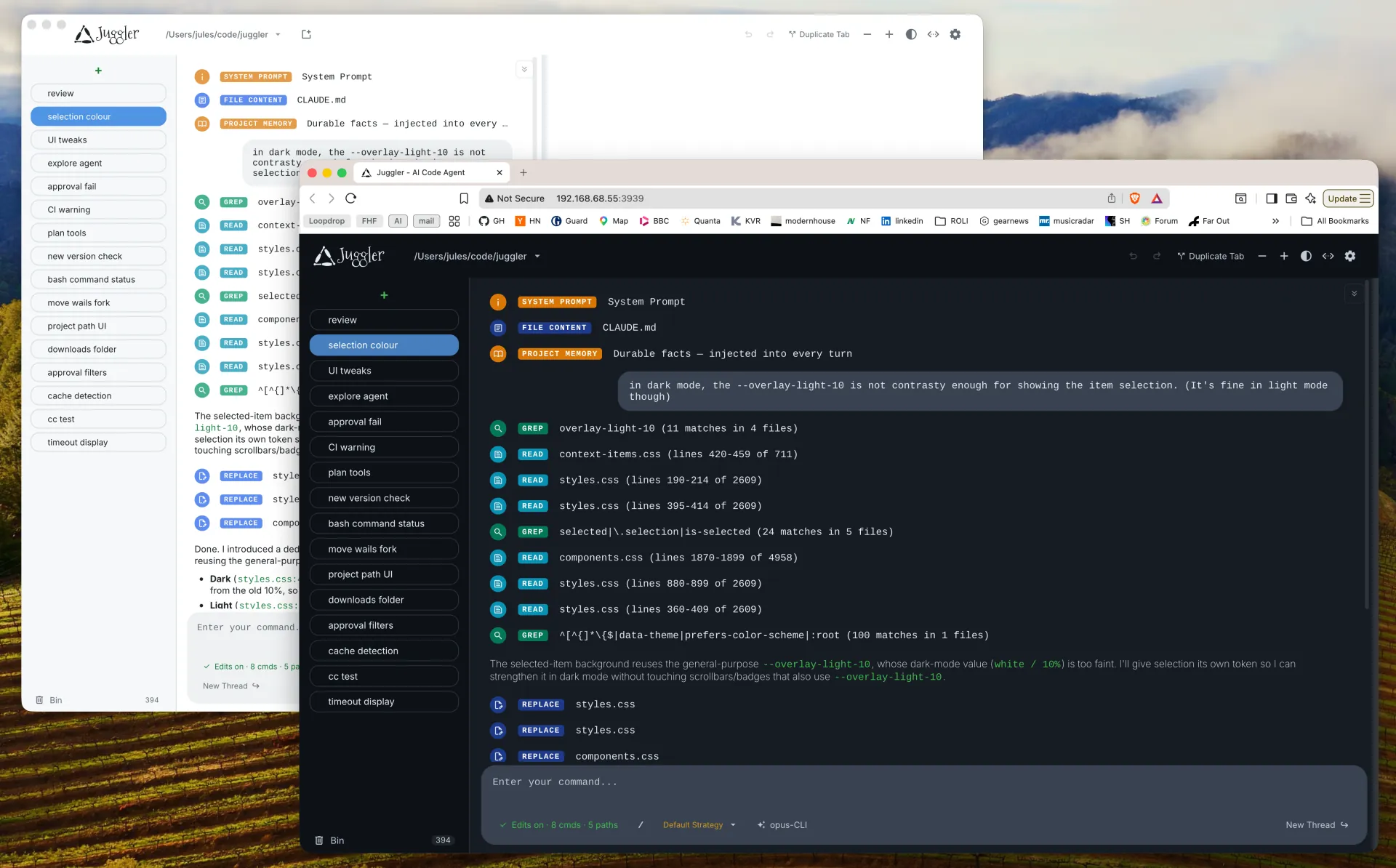Screenshot of Juggler - showing app interface and features