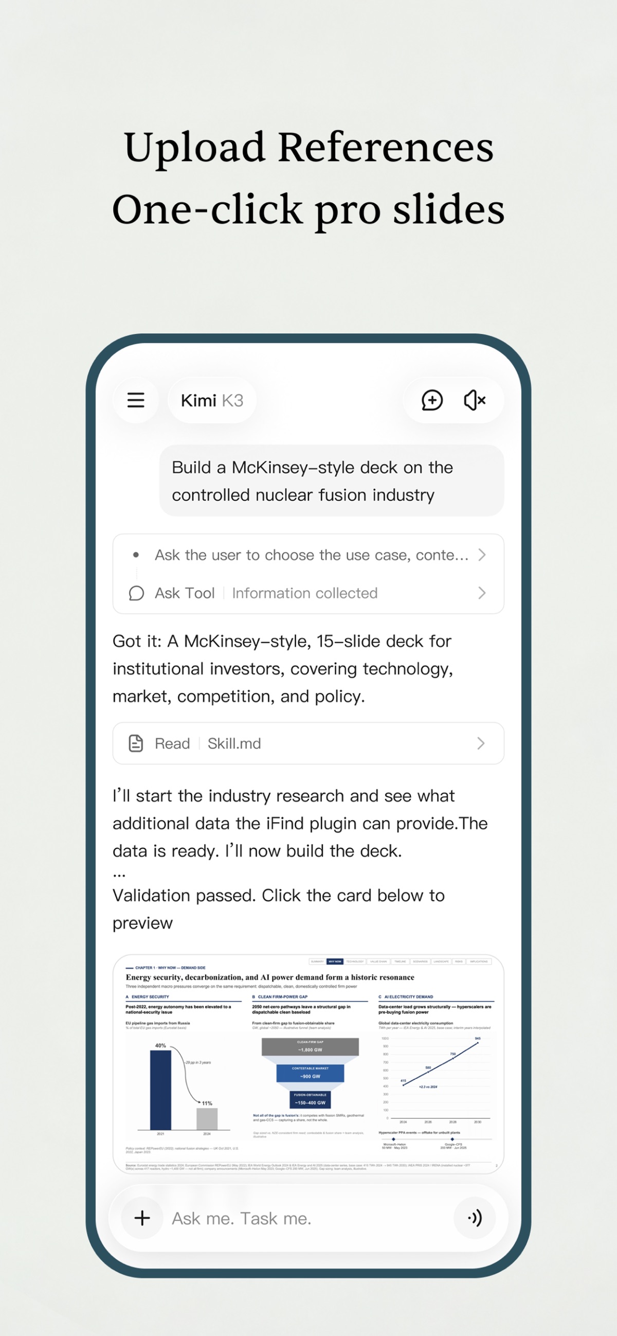 Screenshot of Kimi - showing app interface and features