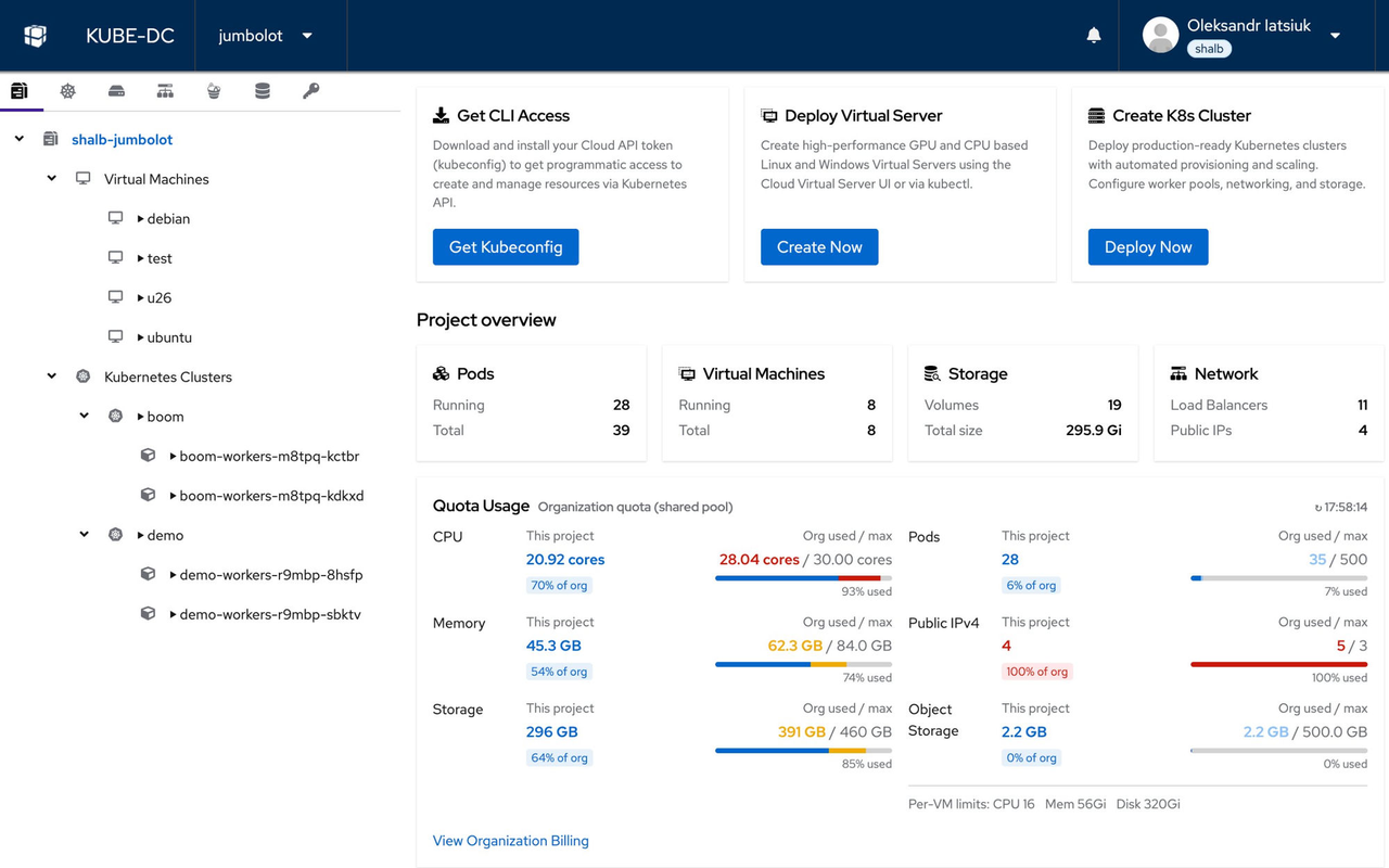 Screenshot of Kube-DC Cloud - showing app interface and features