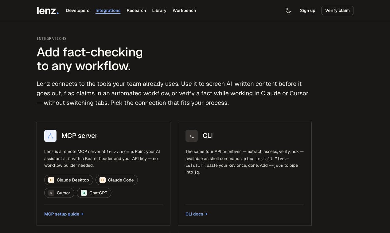 Screenshot of Lenz - showing app interface and features