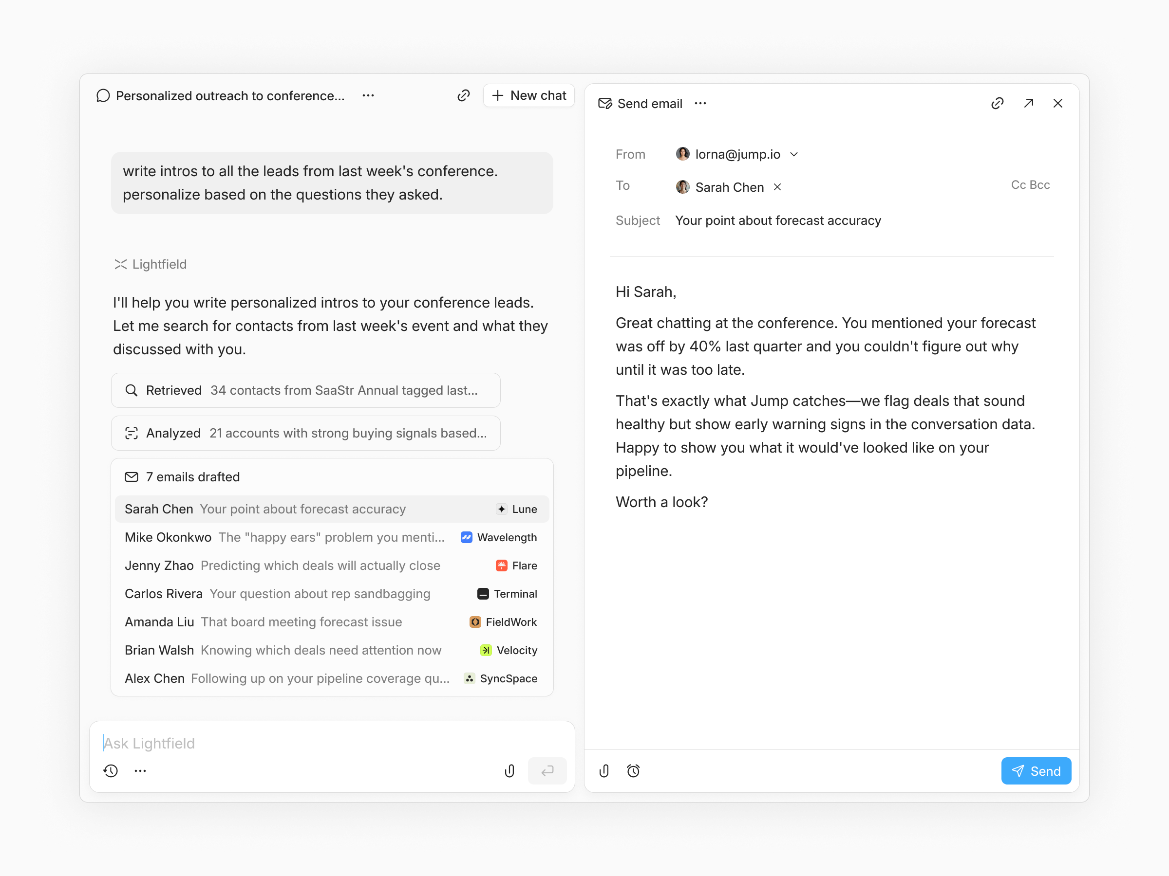 Screenshot of Lightfield - showing app interface and features