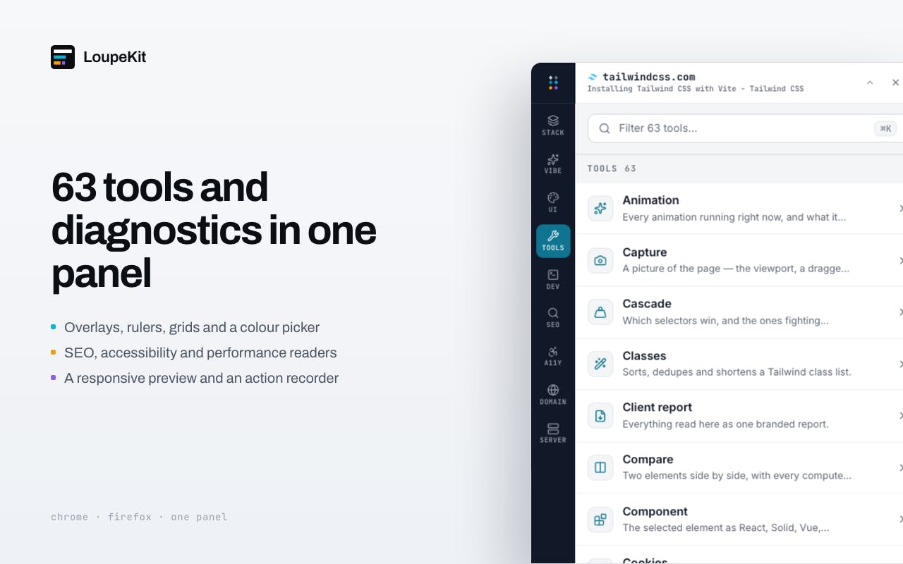 Screenshot of LoupeKit - showing app interface and features