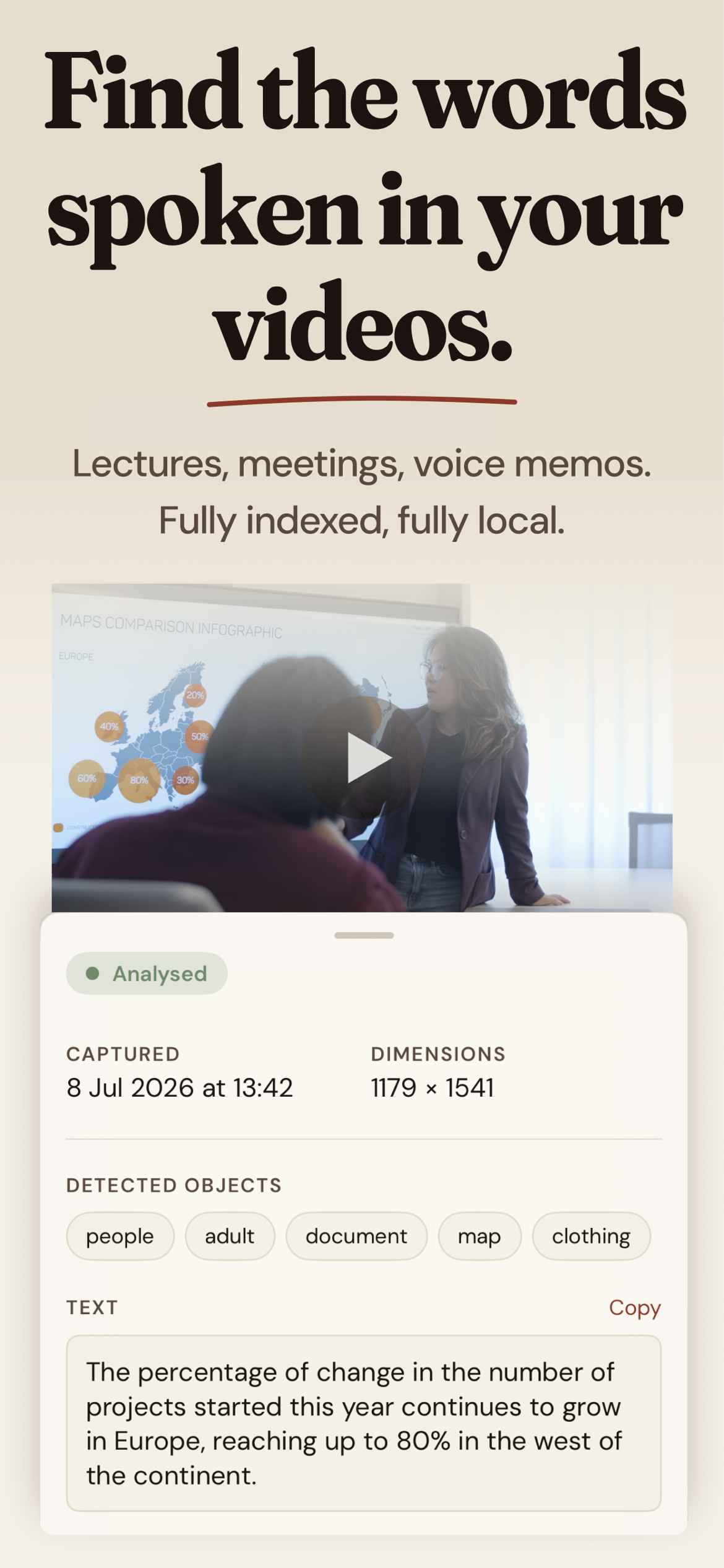 Screenshot of Memoria - showing app interface and features