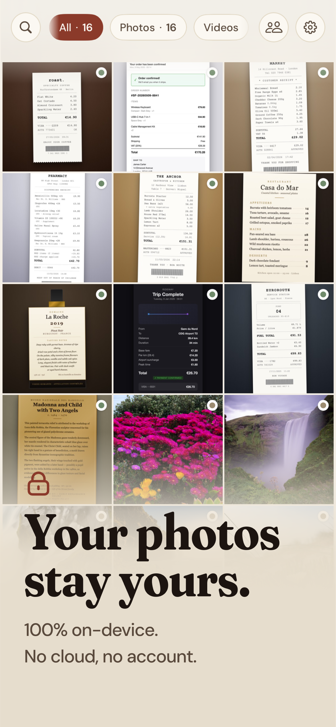 Screenshot of Memoria - showing app interface and features
