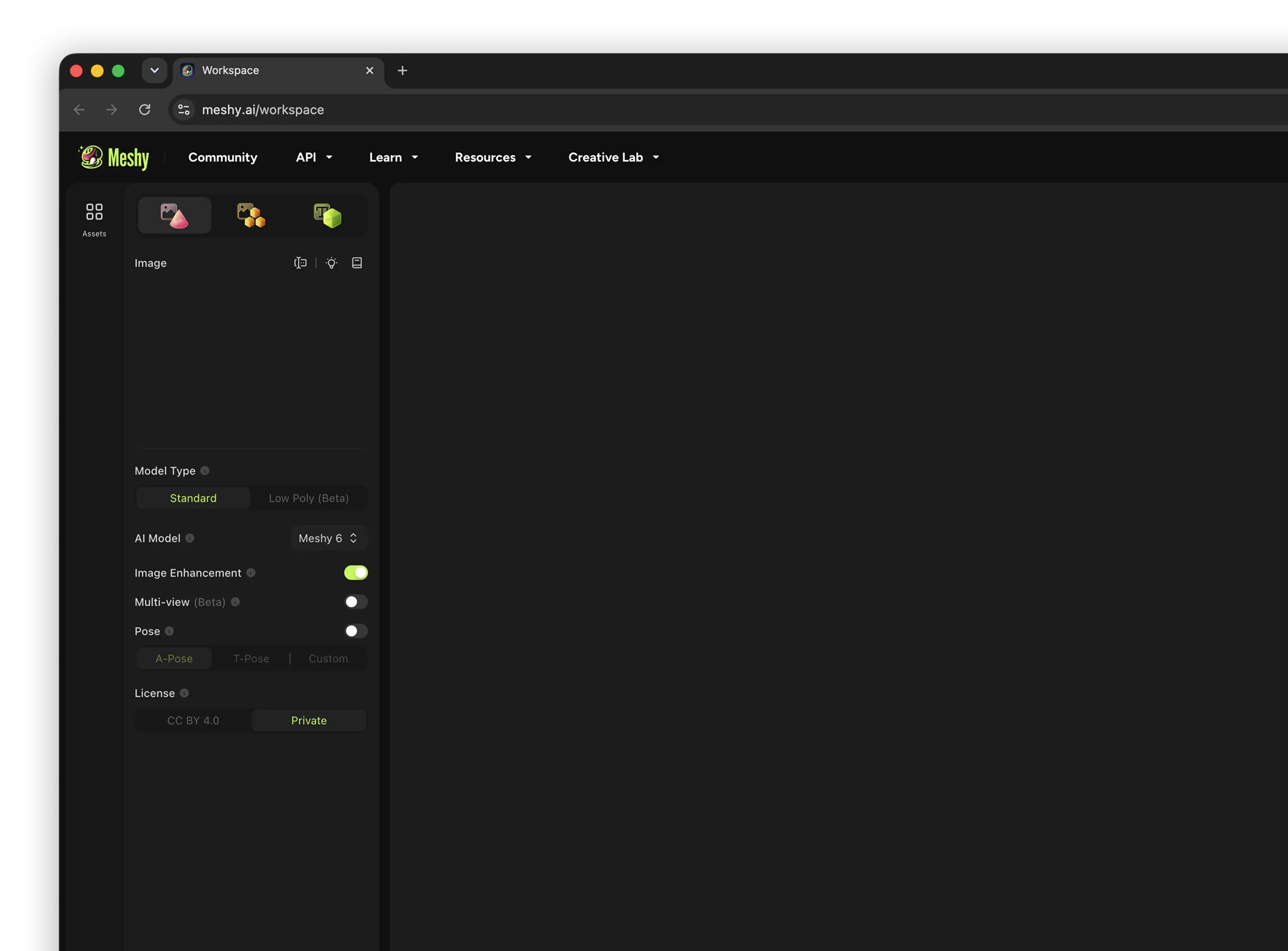 Screenshot of Meshy - showing app interface and features