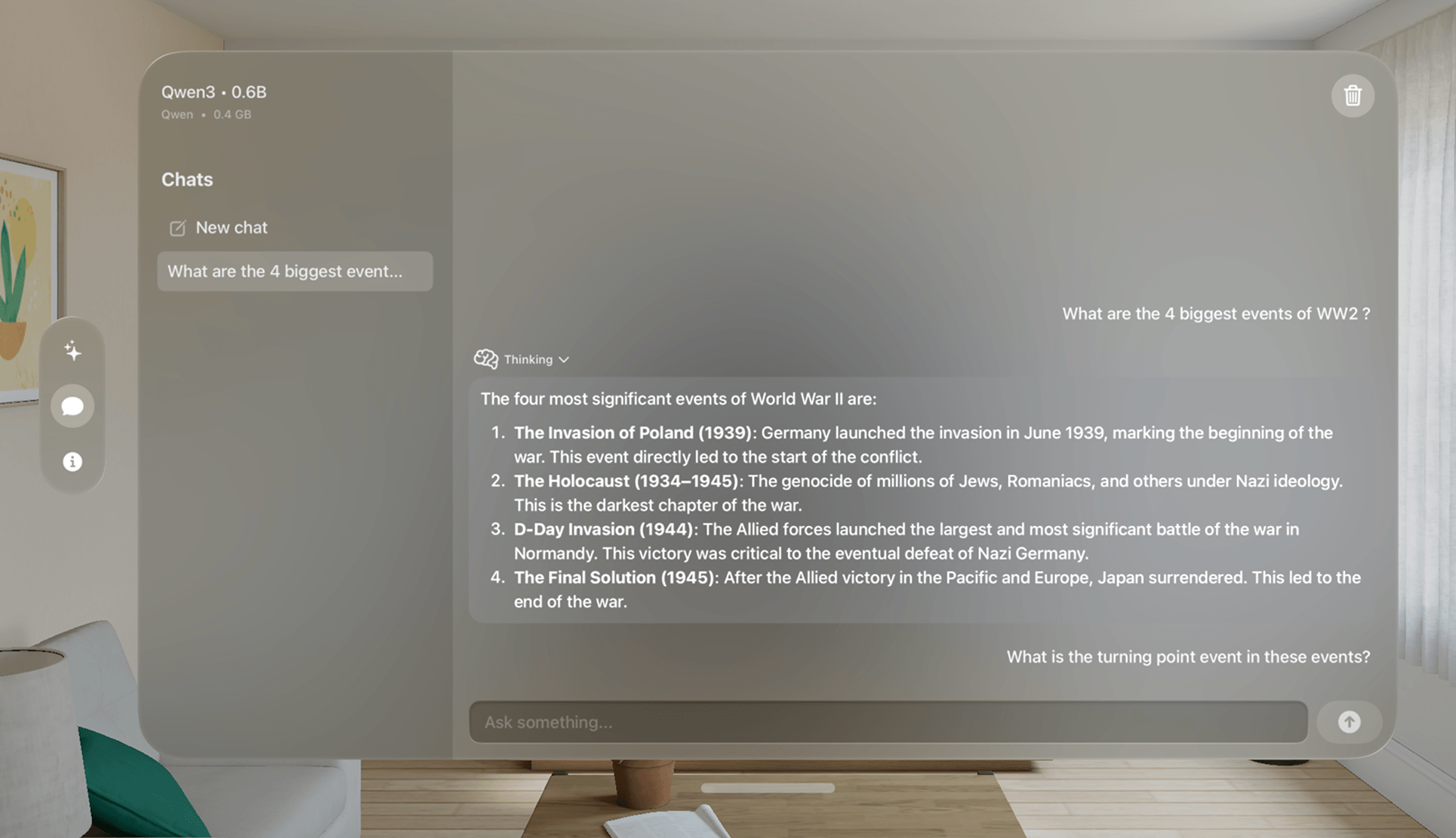 Screenshot of NobodyWho - showing app interface and features