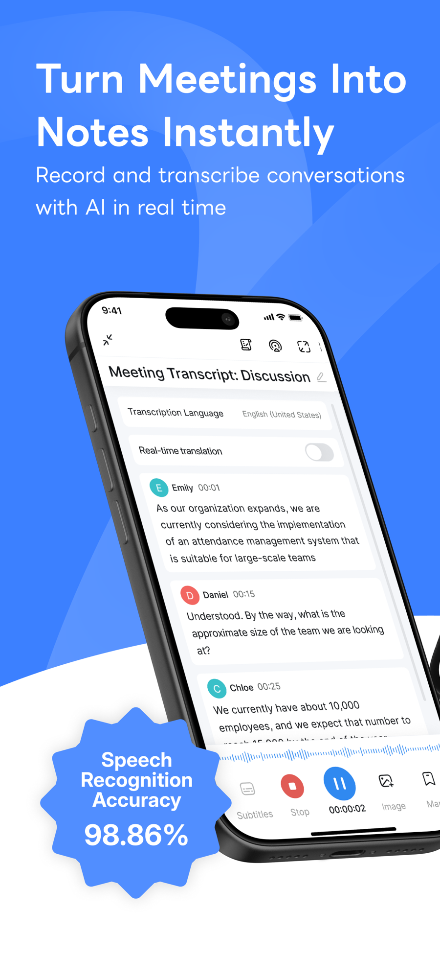 Screenshot of Notta - showing app interface and features