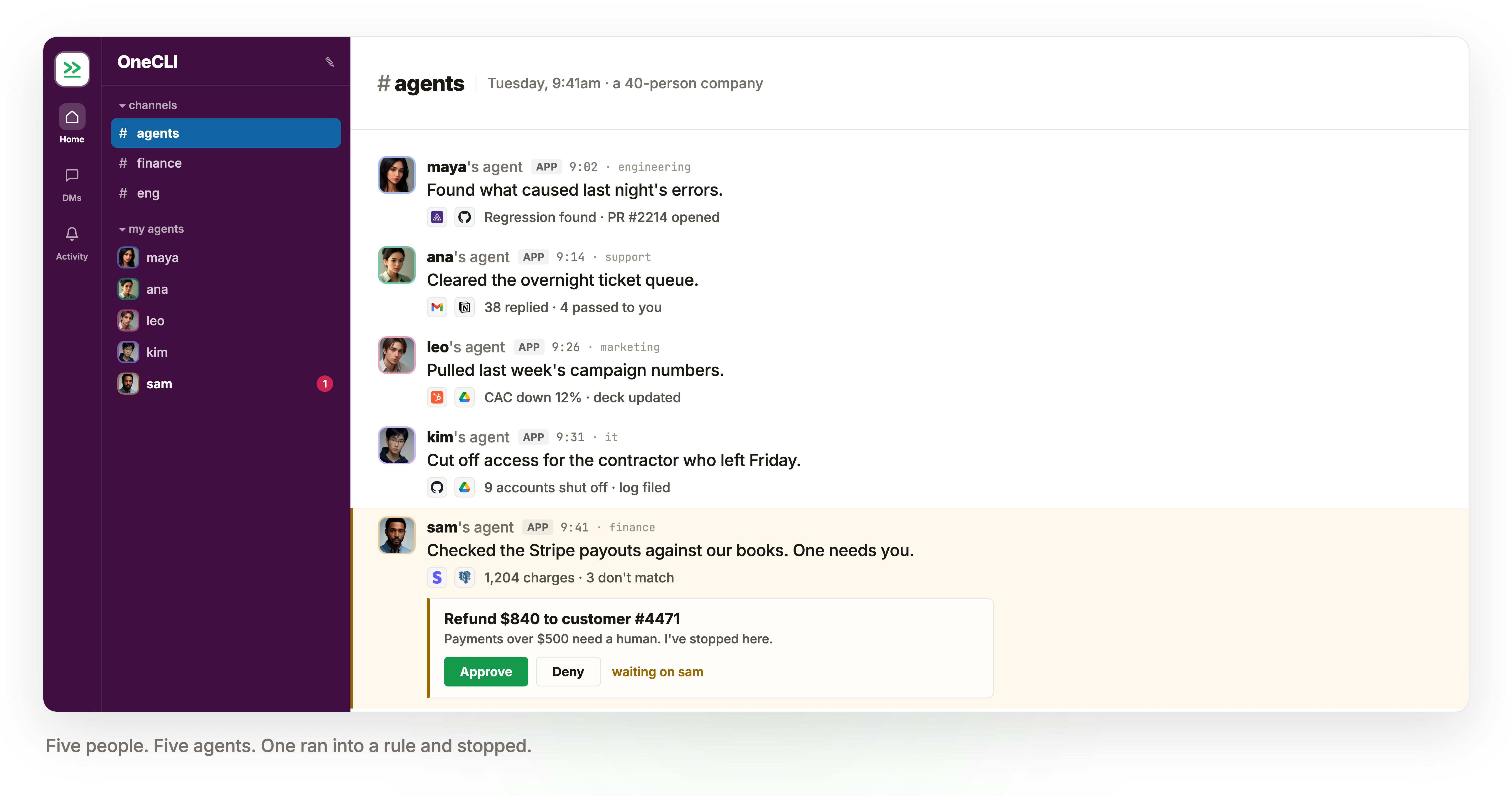 Screenshot of OneCLI - showing app interface and features
