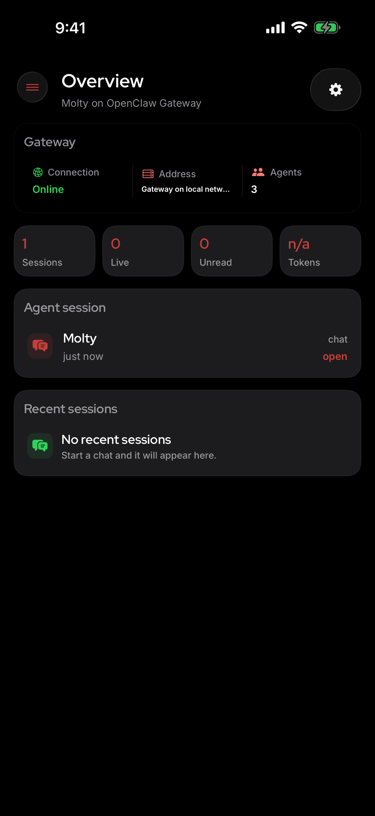 Screenshot of OpenClaw - showing app interface and features